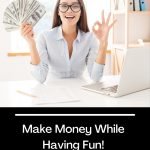 Woman Excited Holding Money - Making Money And Having Fun
