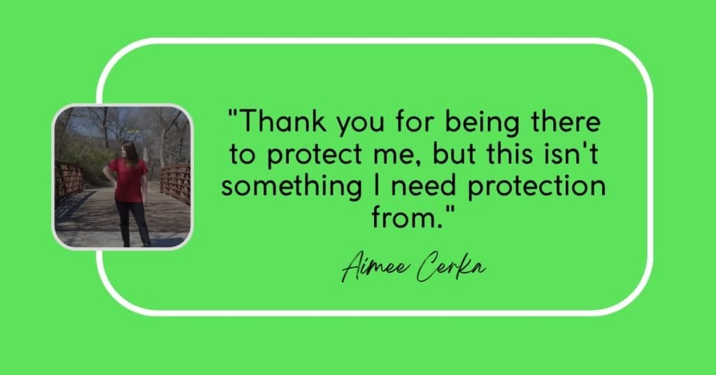  Quote graphic reading "Thank you for being there to protect me, but this isn't something I need protection from," from the Money Simplified podcast on the subconscious mind.
